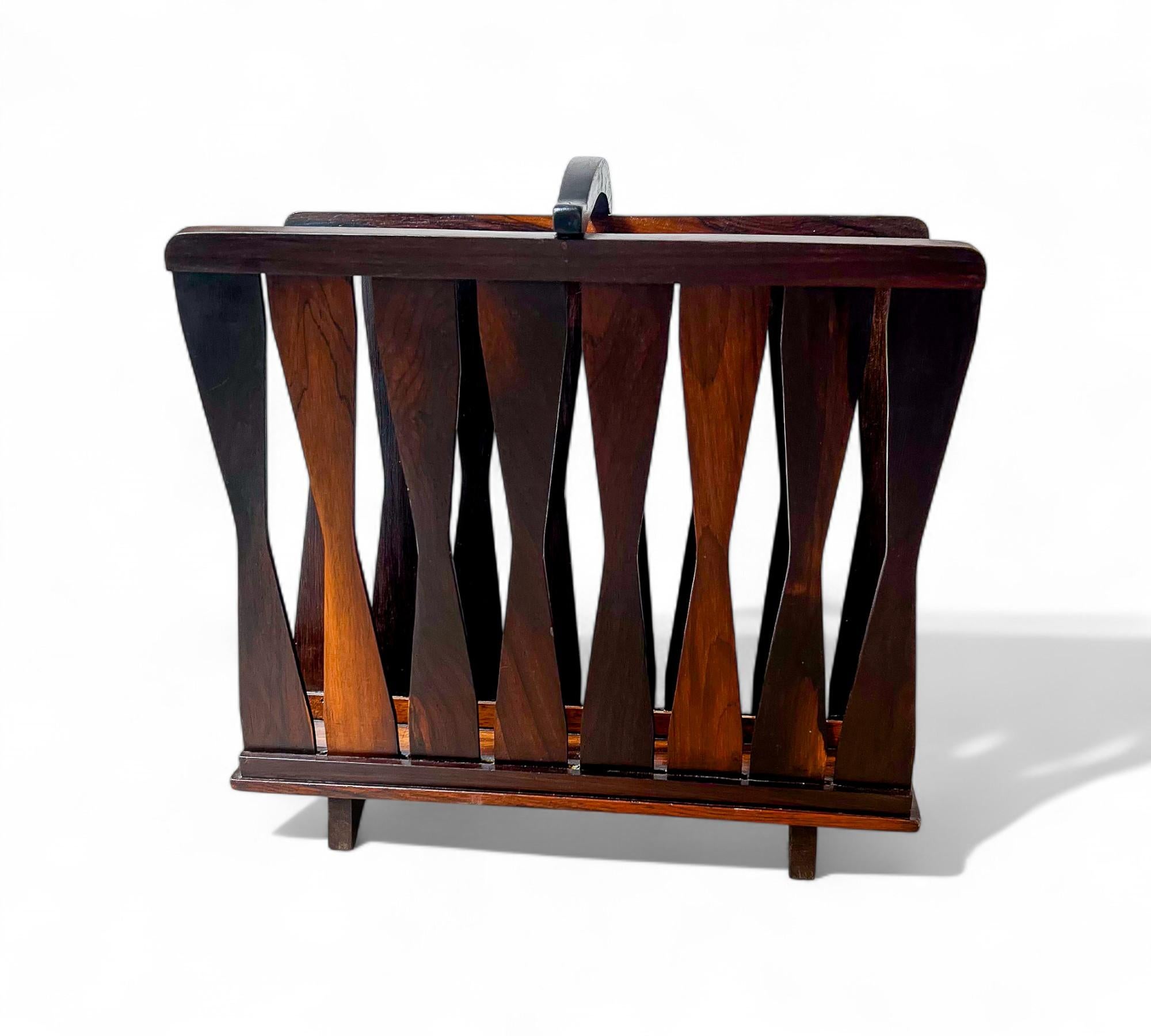 20th Century Brazilian Modern Magazine Rack in Hardwood, Brazil, 1960s For Sale
