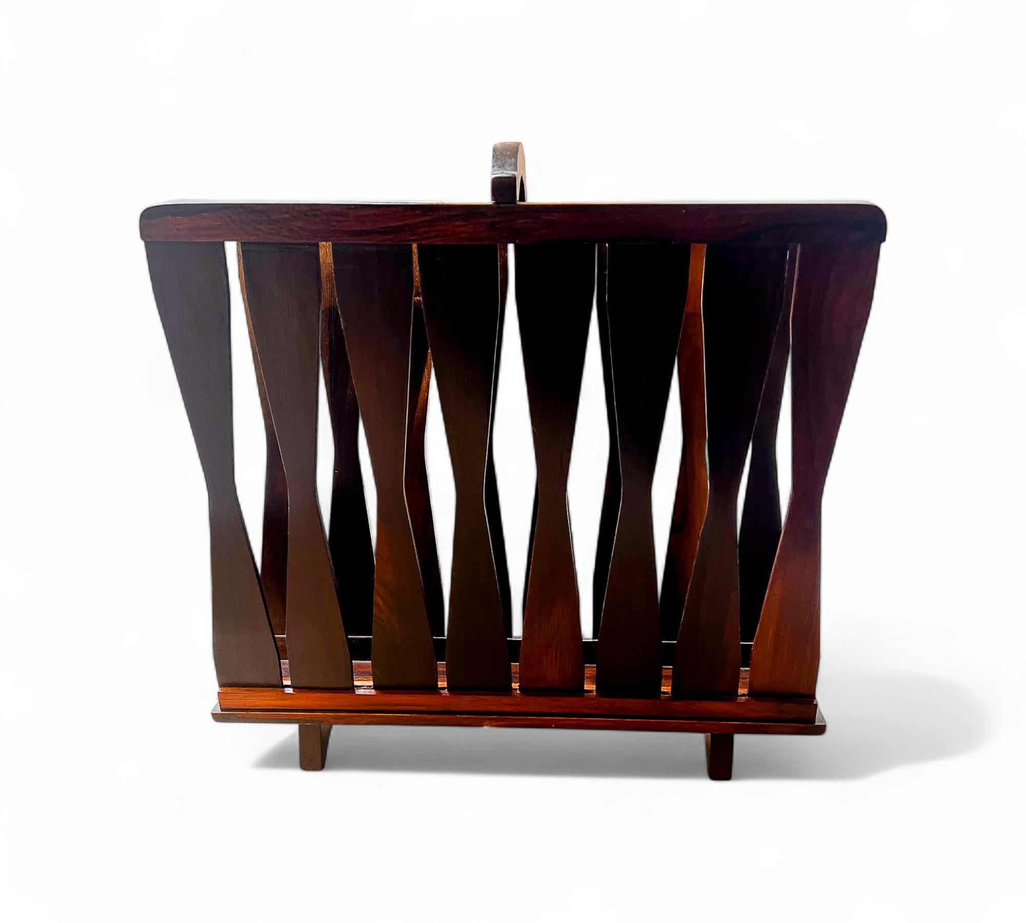 Brazilian Modern Magazine Rack in Hardwood, Brazil, 1960s For Sale 2