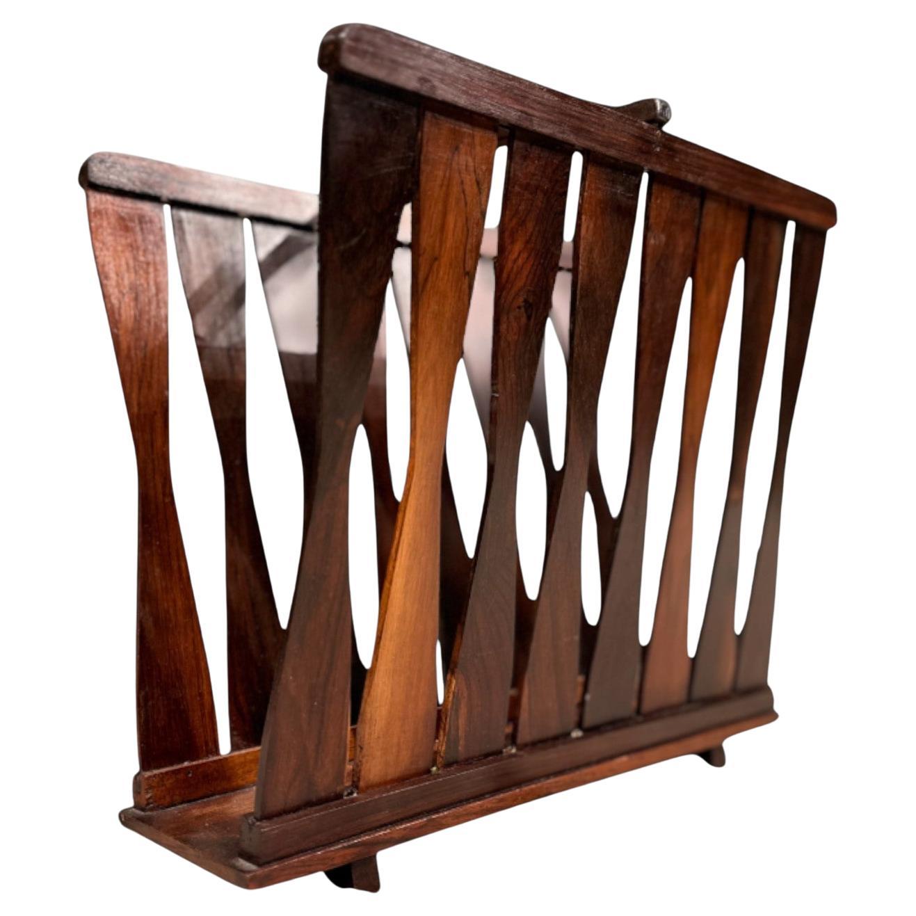 Brazilian Modern Magazine Rack in Hardwood, Brazil, 1960s For Sale