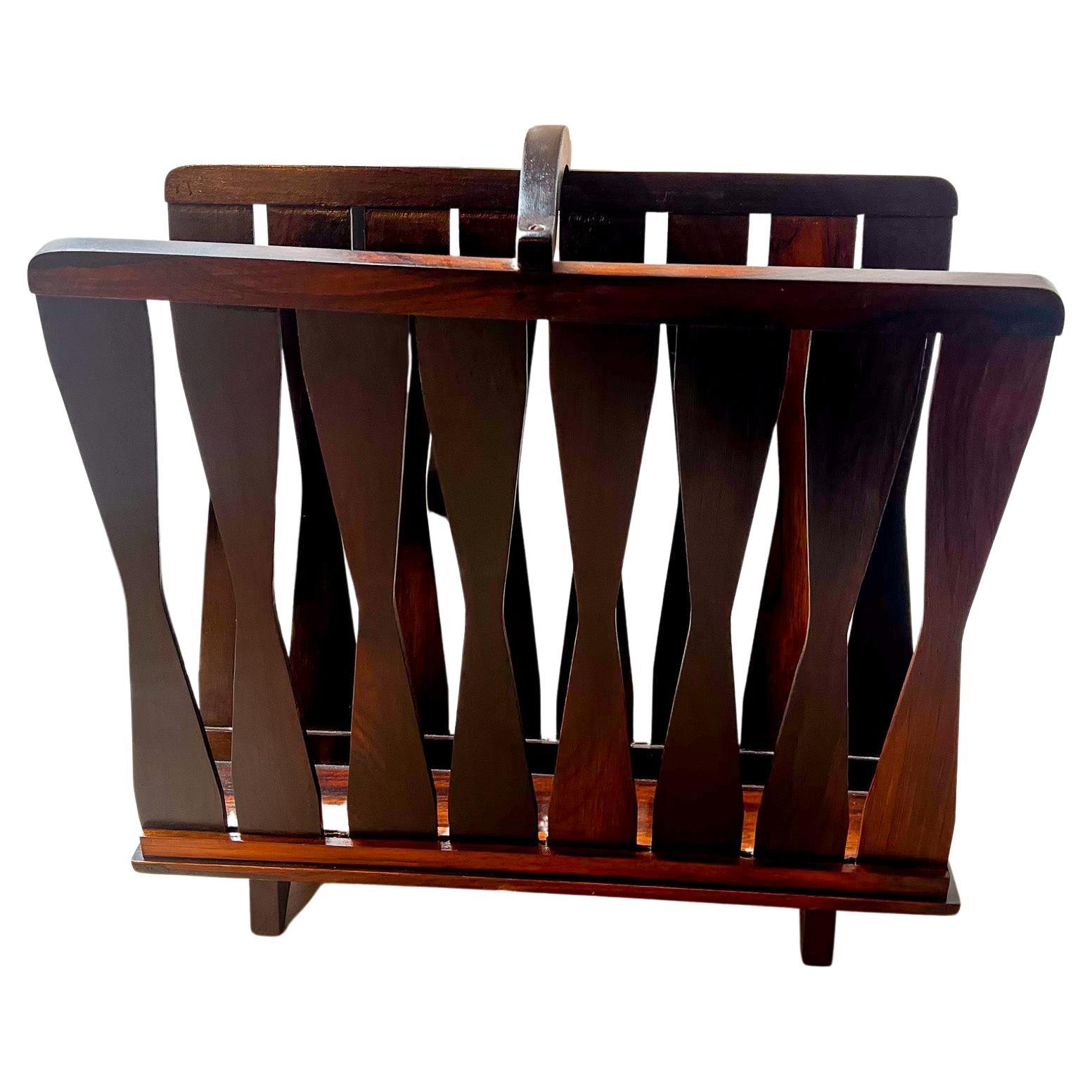 Brazilian Modern Magazine Rack in Hardwood, Brazil, 1960s