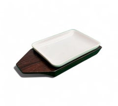 Brazilian Modern Miniature Serving Platter in Hardwood & Ceramic by Casa Finland