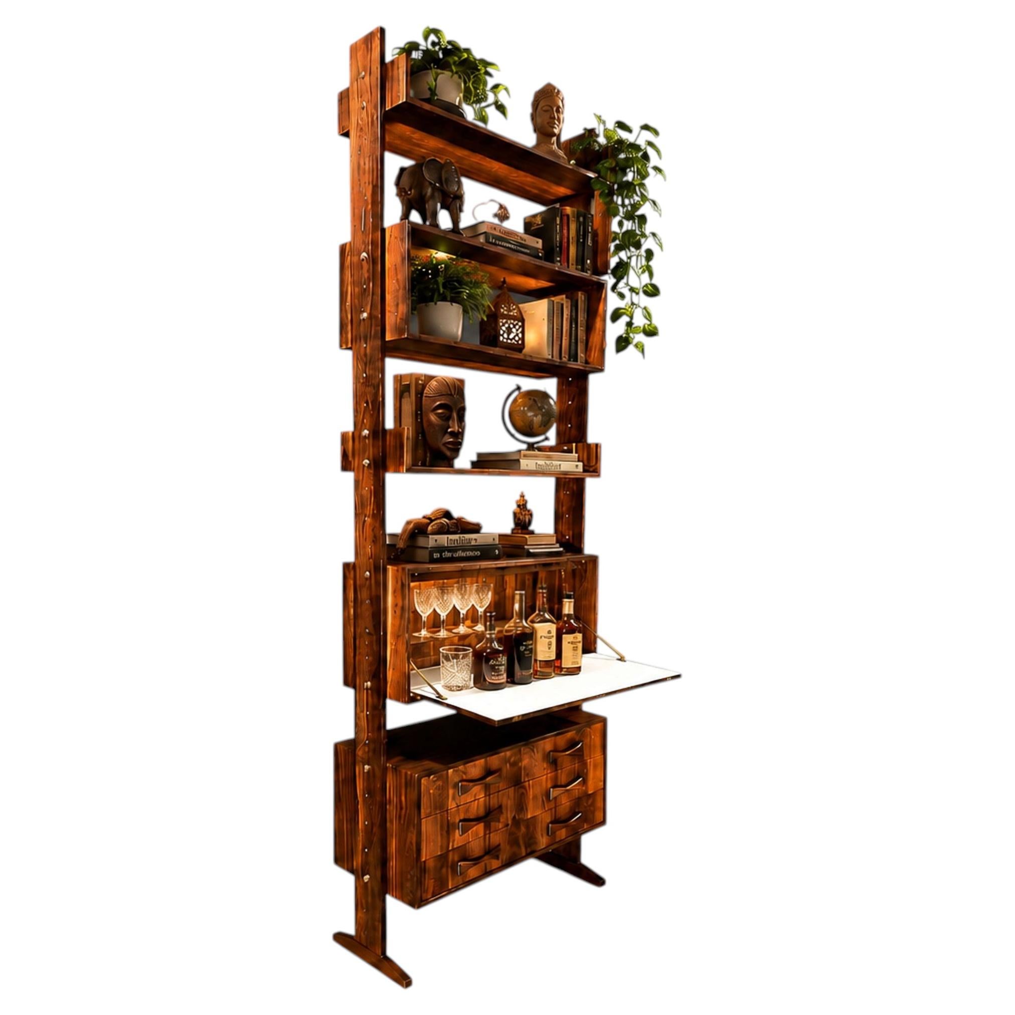 Brazilian Modern Modular Shelving Unit in Rosewood by Ernesto Hauner, 1960s
