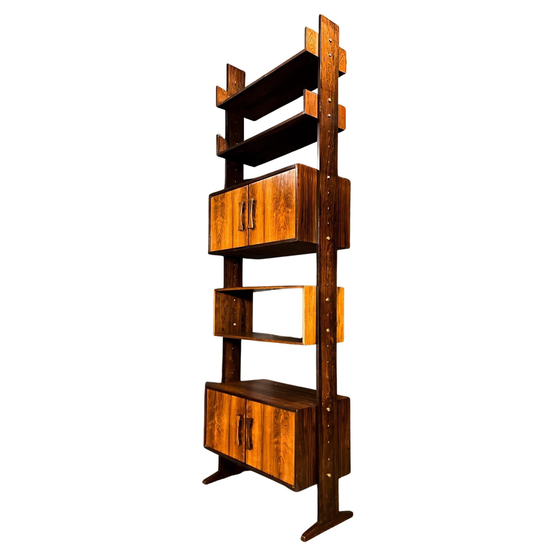 Brazilian Modern Modular Shelving Unit n Hardwood, Ernesto Hauner, Brazil, 1960s