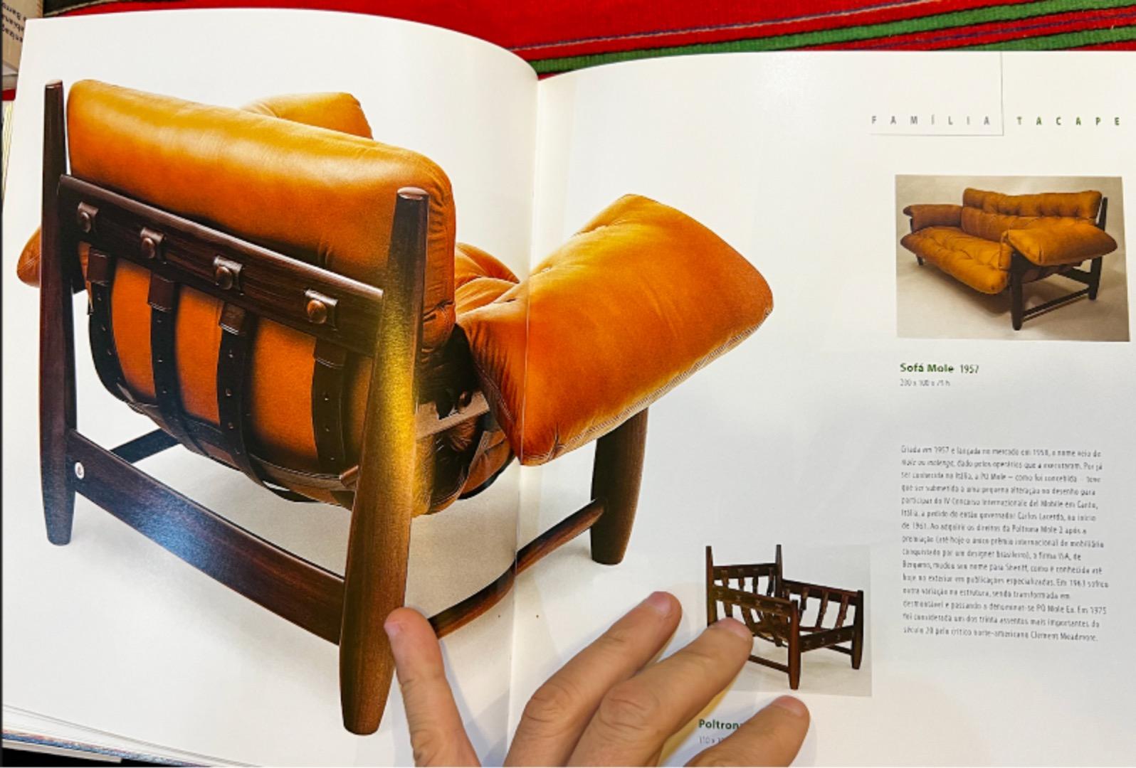 Brazilian Modern Mole Armchair & Stool Hardwood & Leather Sergio Rodrigues 1957 6