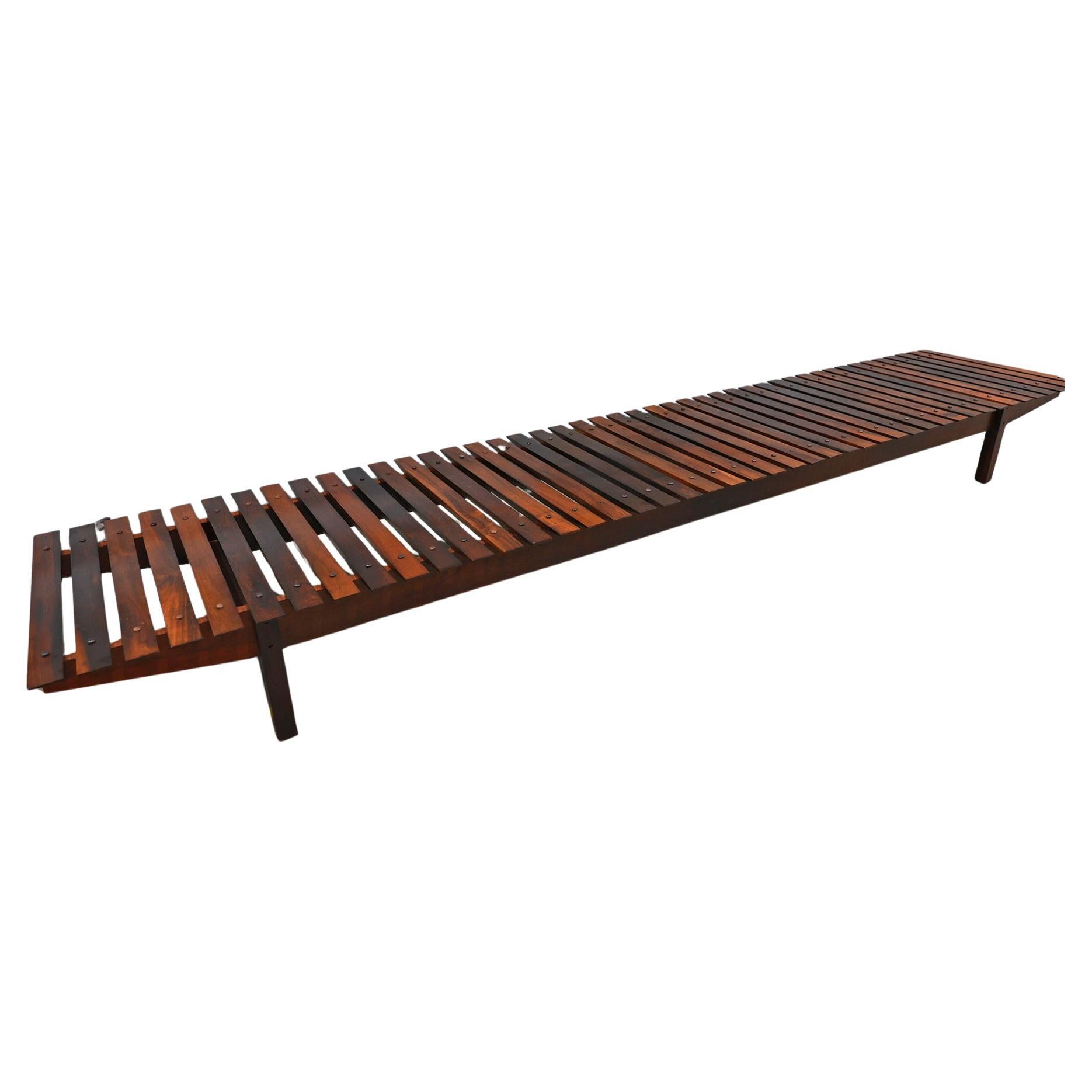 Hand-Painted Brazilian Modern Mucki Bench in Hardwood by Sergio Rodrigues, c. 1960
