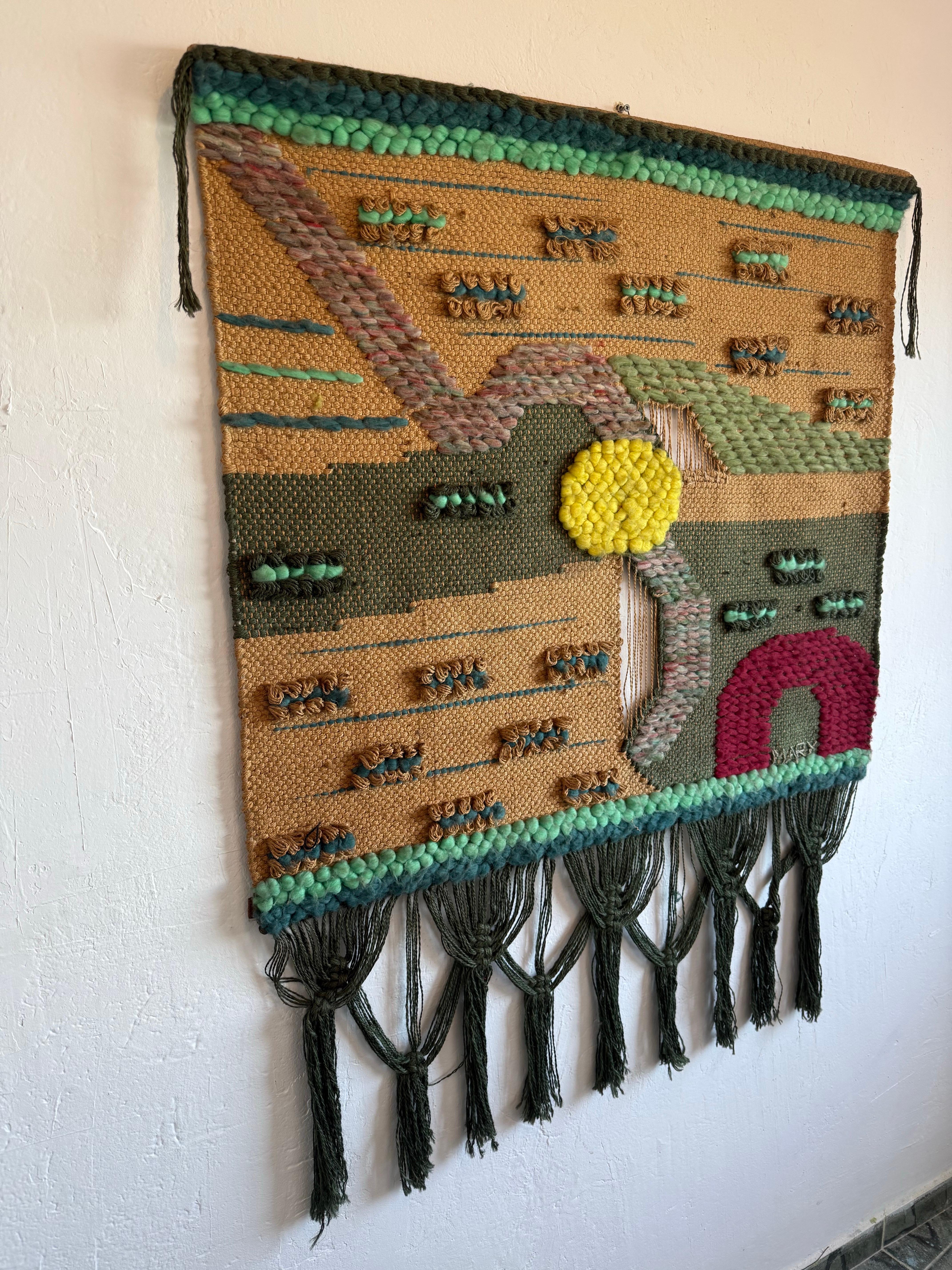 Organic Modern Brazilian Modern Natural Fiber Wall Art Tapestry, 1980s For Sale