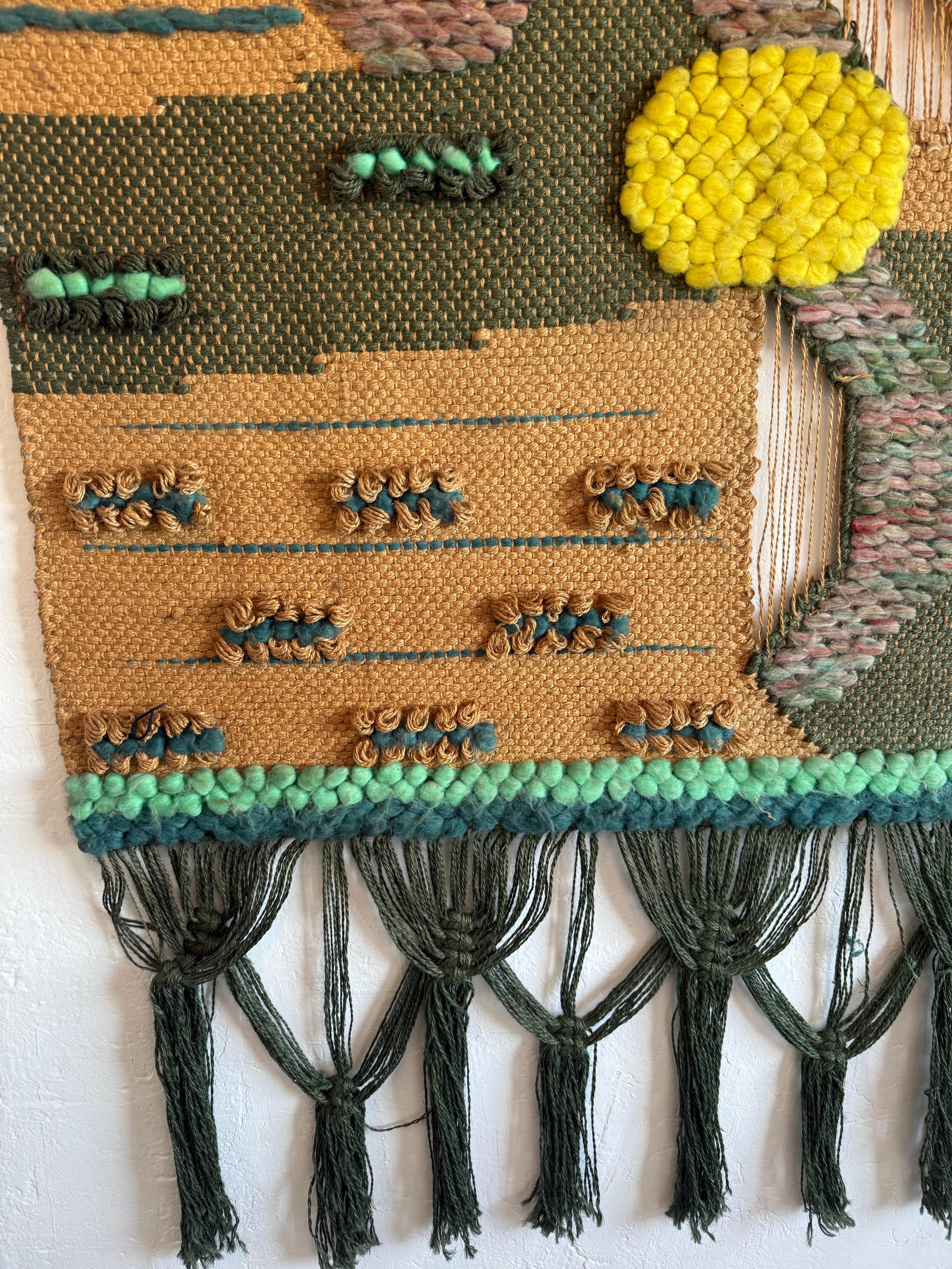 20th Century Brazilian Modern Natural Fiber Wall Art Tapestry, 1980s For Sale