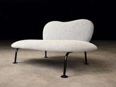 Brazilian Modern Organic Form Loveseat in Iron & Bouclé by Freijó Móveis, Brazil