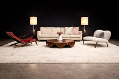 Brazilian Modern Organic Form Loveseat in Iron & Bouclé by Freijó Móveis, Brazil