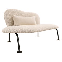 Brazilian Modern Organic Form Loveseat in Iron & Bouclé by Freijó Móveis, Brazil