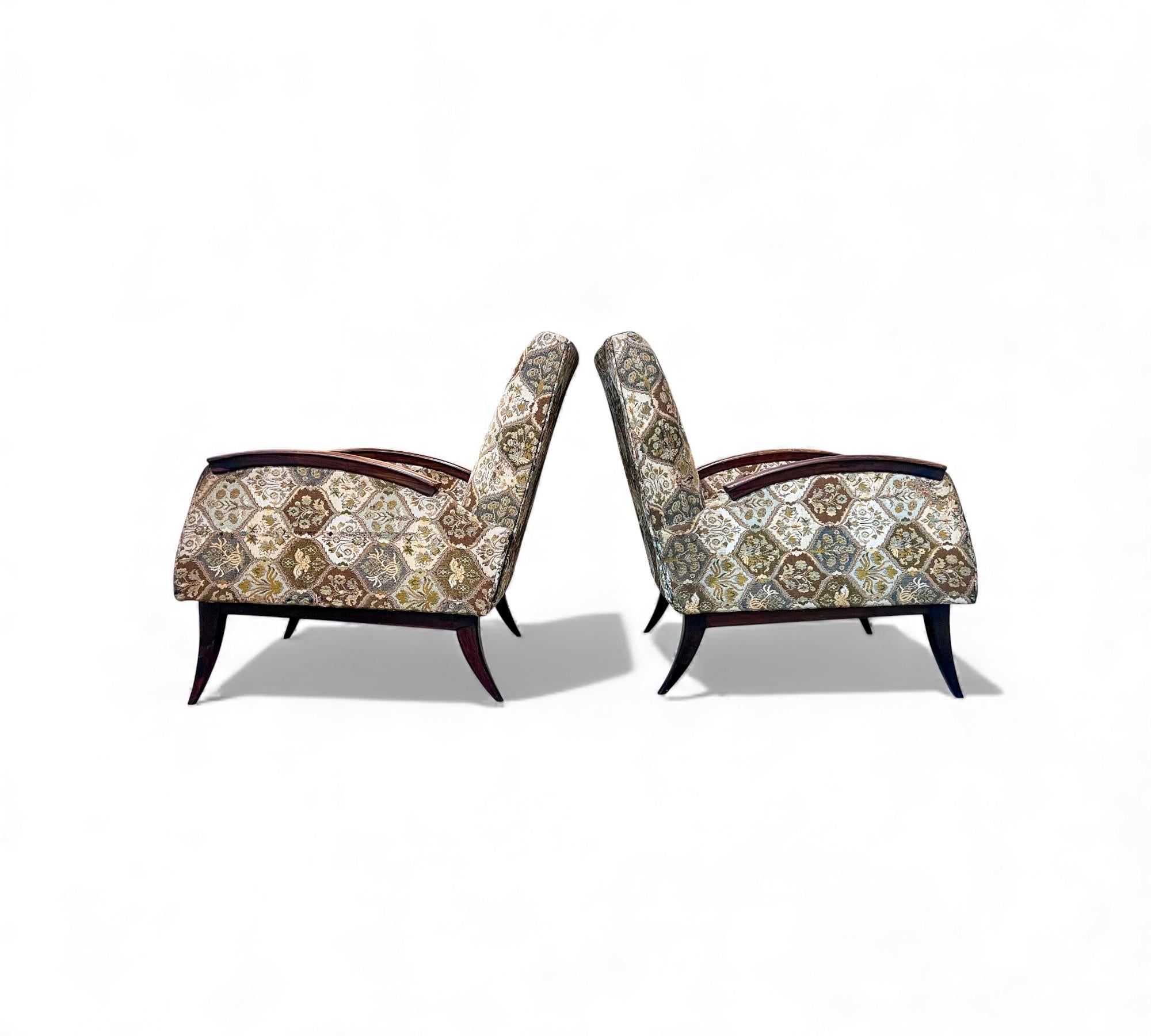 Modernes brasilianisches Sesselpaar aus Hartholz und Stoff, Liceu De Artes, 1960er Jahre (Holzarbeit) im Angebot