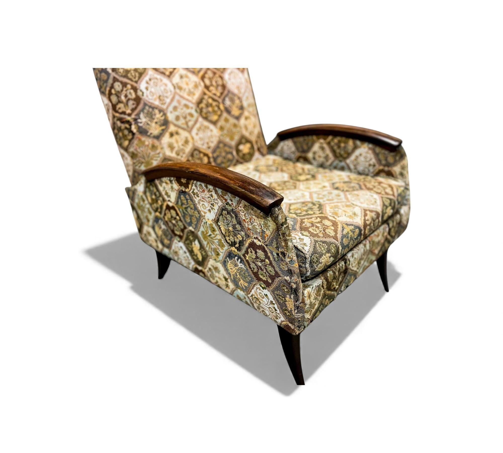 Modernes brasilianisches Sesselpaar aus Hartholz und Stoff, Liceu De Artes, 1960er Jahre (20. Jahrhundert) im Angebot