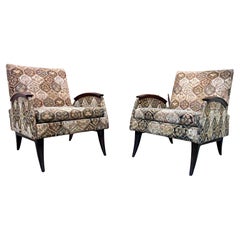 Brazilian Modern Pair of Armchairs in Hardwood 
Fabric, Liceu De Artes, 1960s