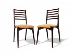 Brazilian Modern Pair of Chairs in Hardwood & Chenille, Carlo Hauner, 1950s