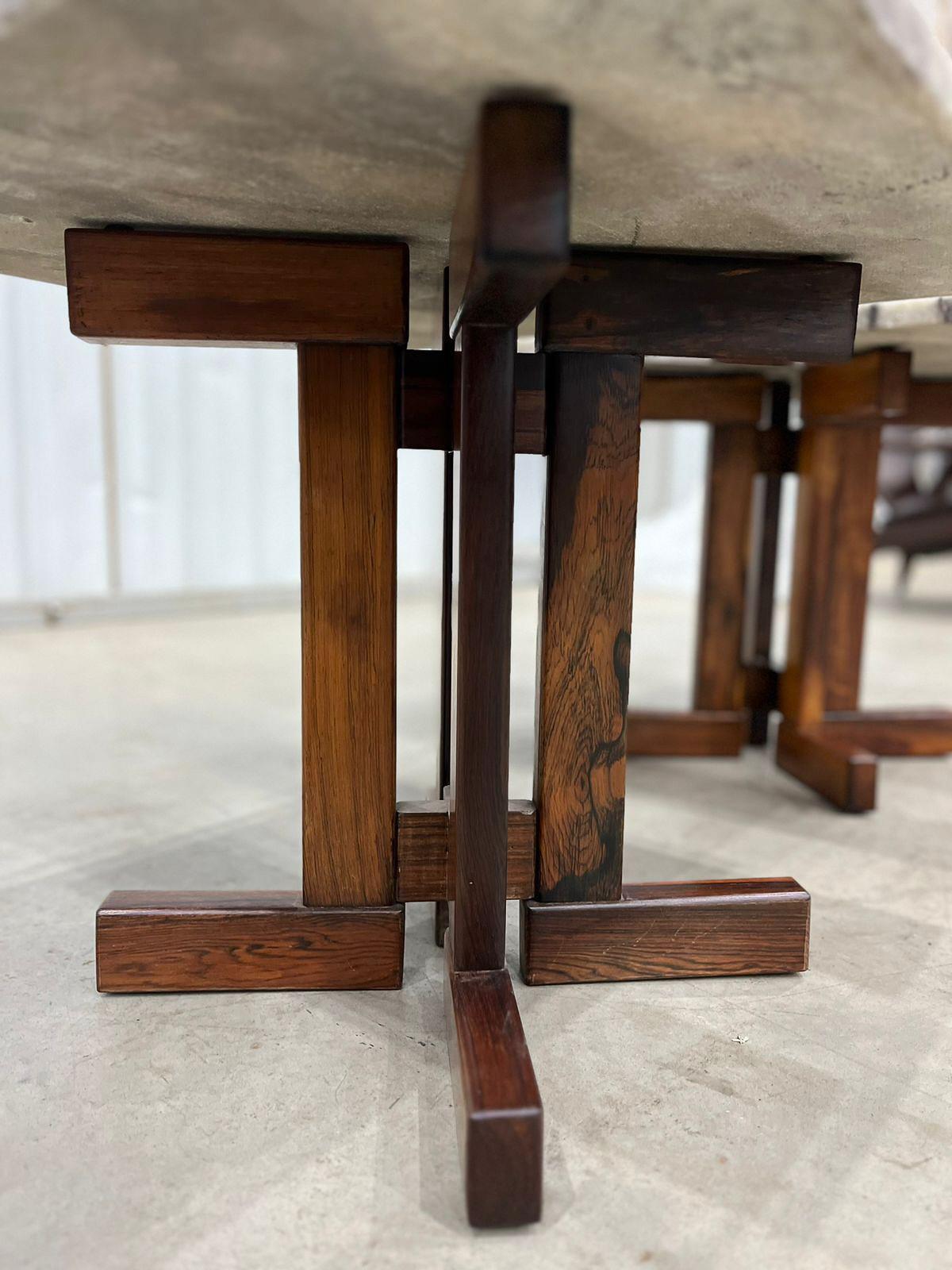 Brazilian Modern Pair of Side Tables in Rosewood and Granite by Celina, c. 1960 For Sale 6