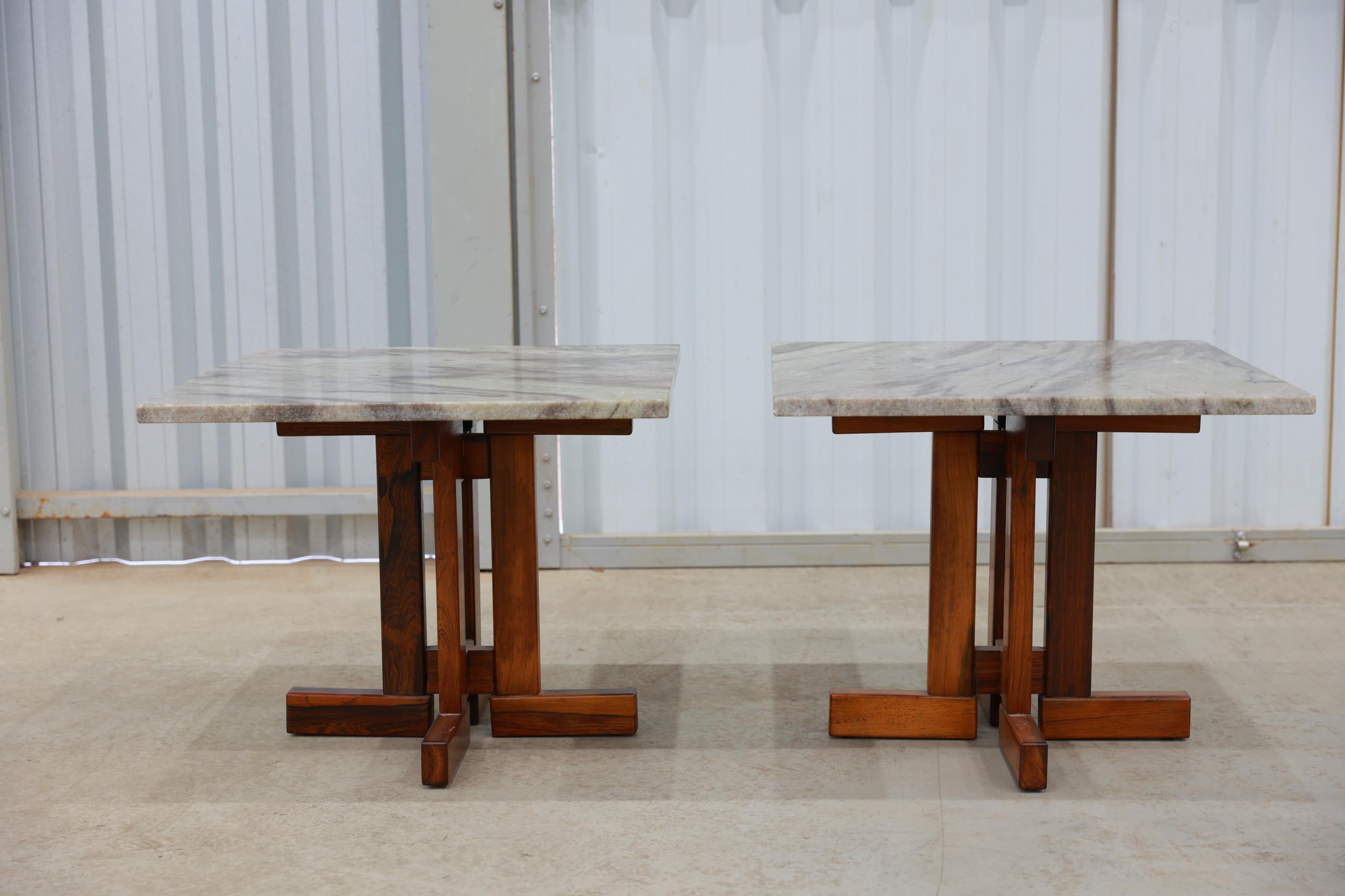 Brazilian Modern Pair of Side Tables in Rosewood and Granite by Celina, c. 1960 For Sale 10
