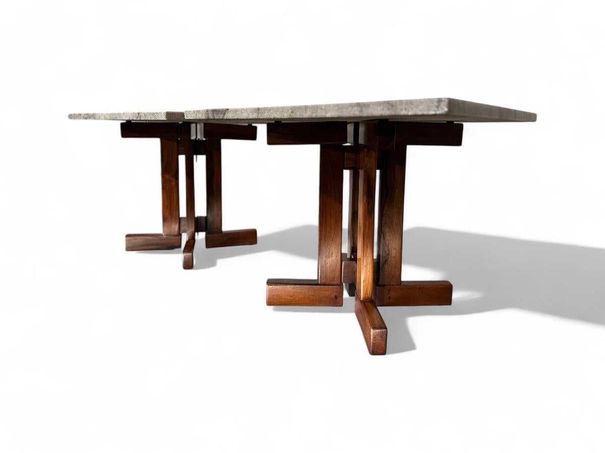 Pareja de Mesas Auxiliares Modernas Brasileñas de Palisandro y Granito de Celina, c. 1960 Moderno de mediados de siglo