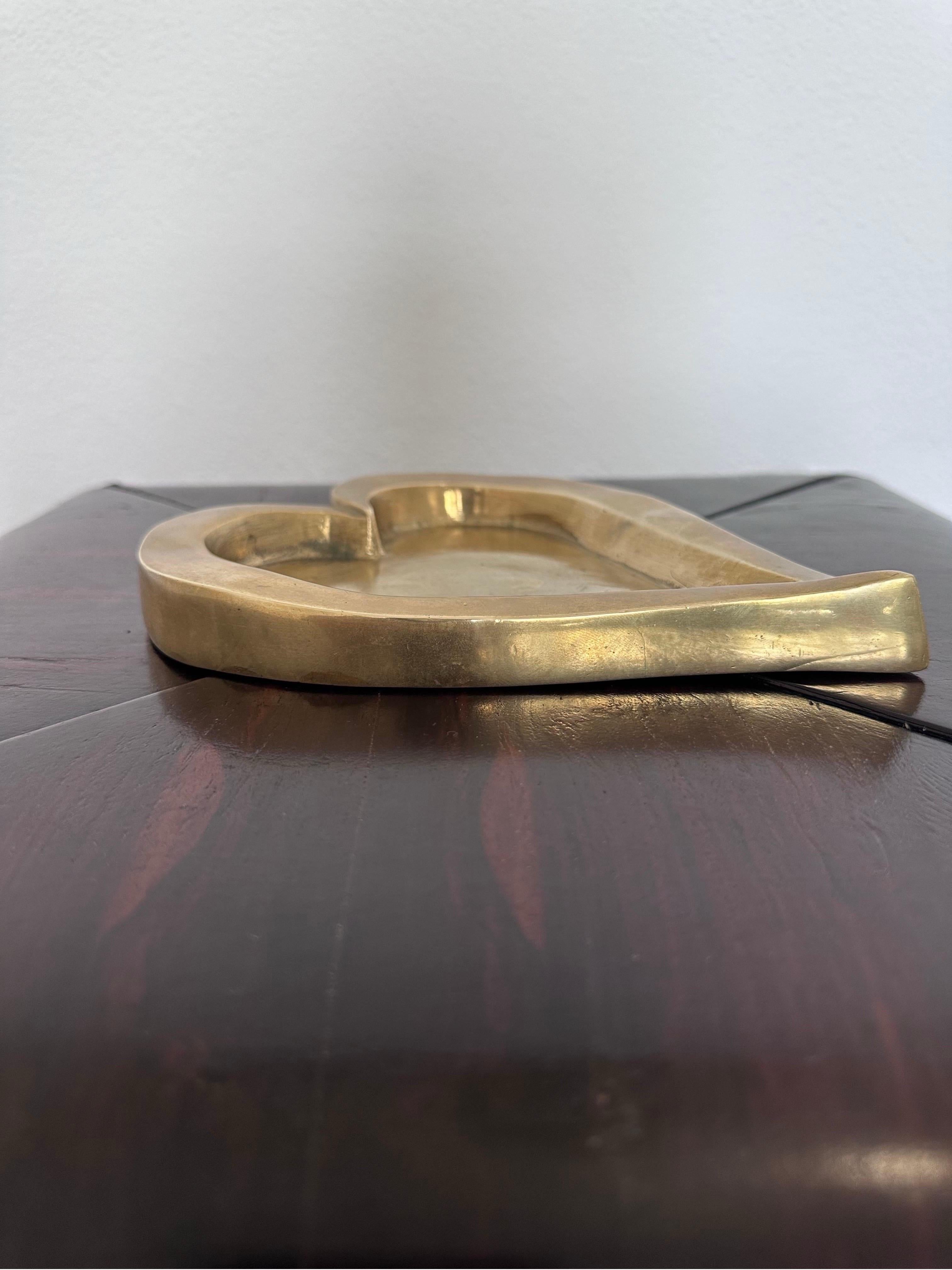 Brazilian Modern Patinated Bronze Heart Shaped Tray or Catchall, 1960s For Sale 5