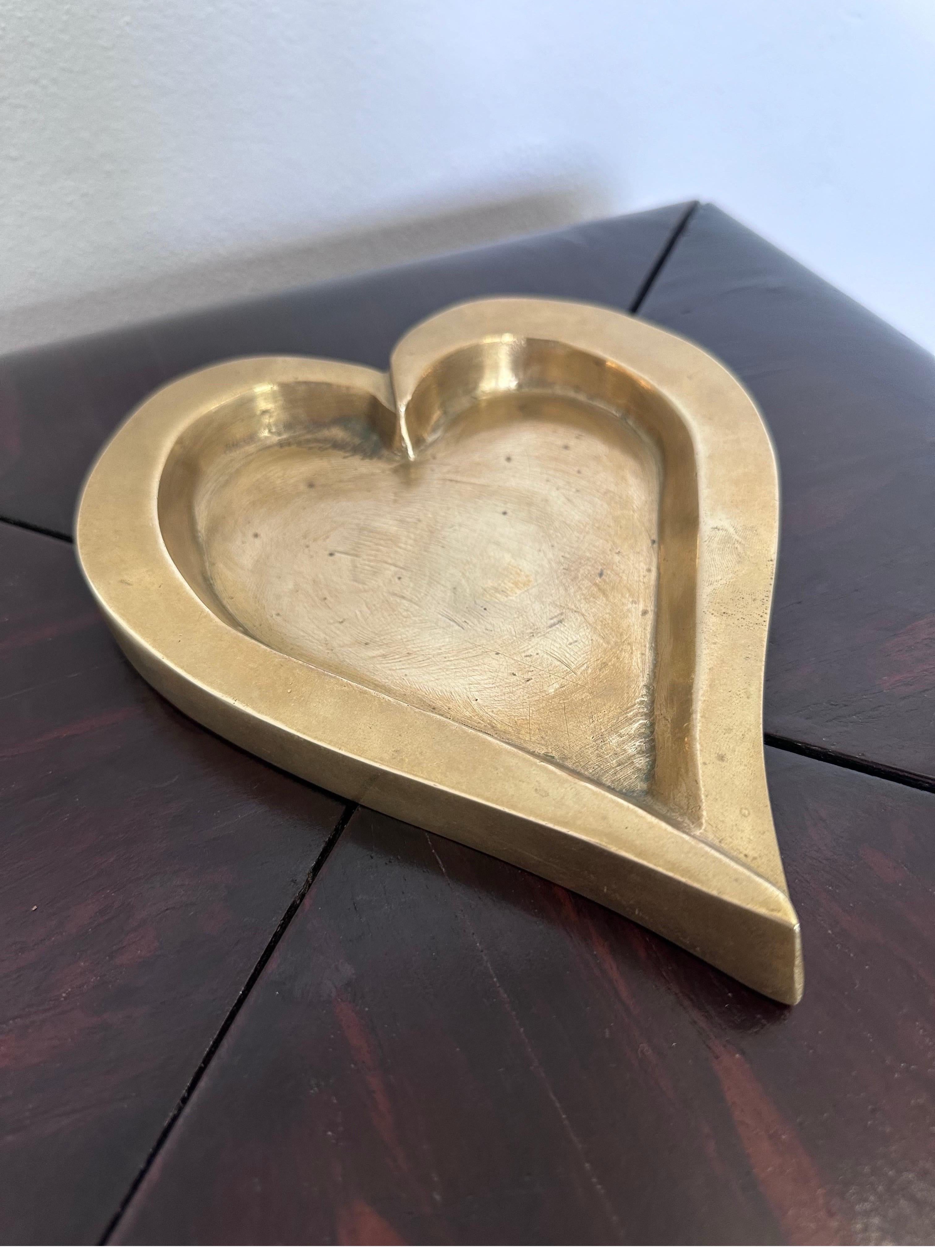 Brazilian Modern Patinated Bronze Heart Shaped Tray or Catchall, 1960s For Sale 1
