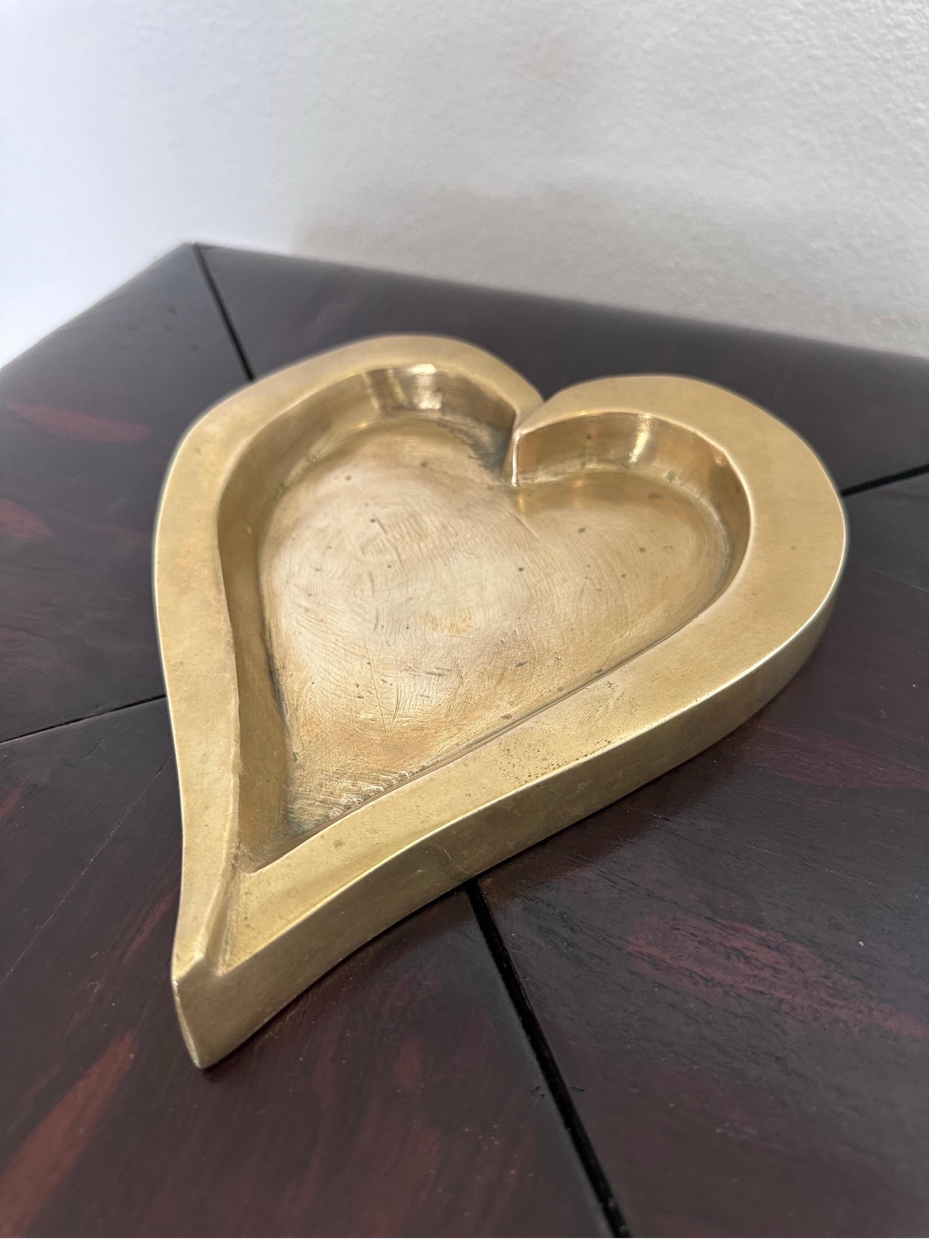 Brazilian Modern Patinated Bronze Heart Shaped Tray or Catchall, 1960s For Sale 2