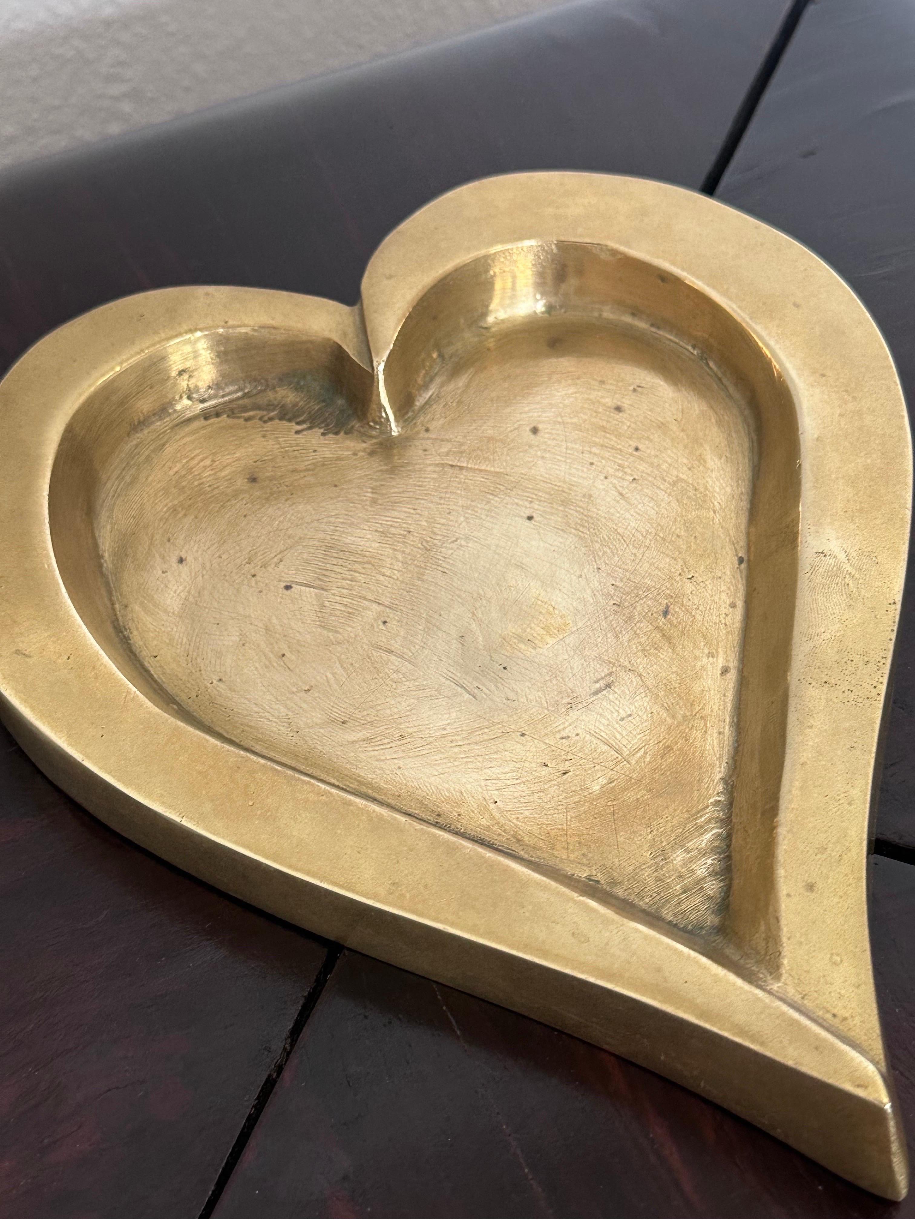 Brazilian Modern Patinated Bronze Heart Shaped Tray or Catchall, 1960s For Sale 3