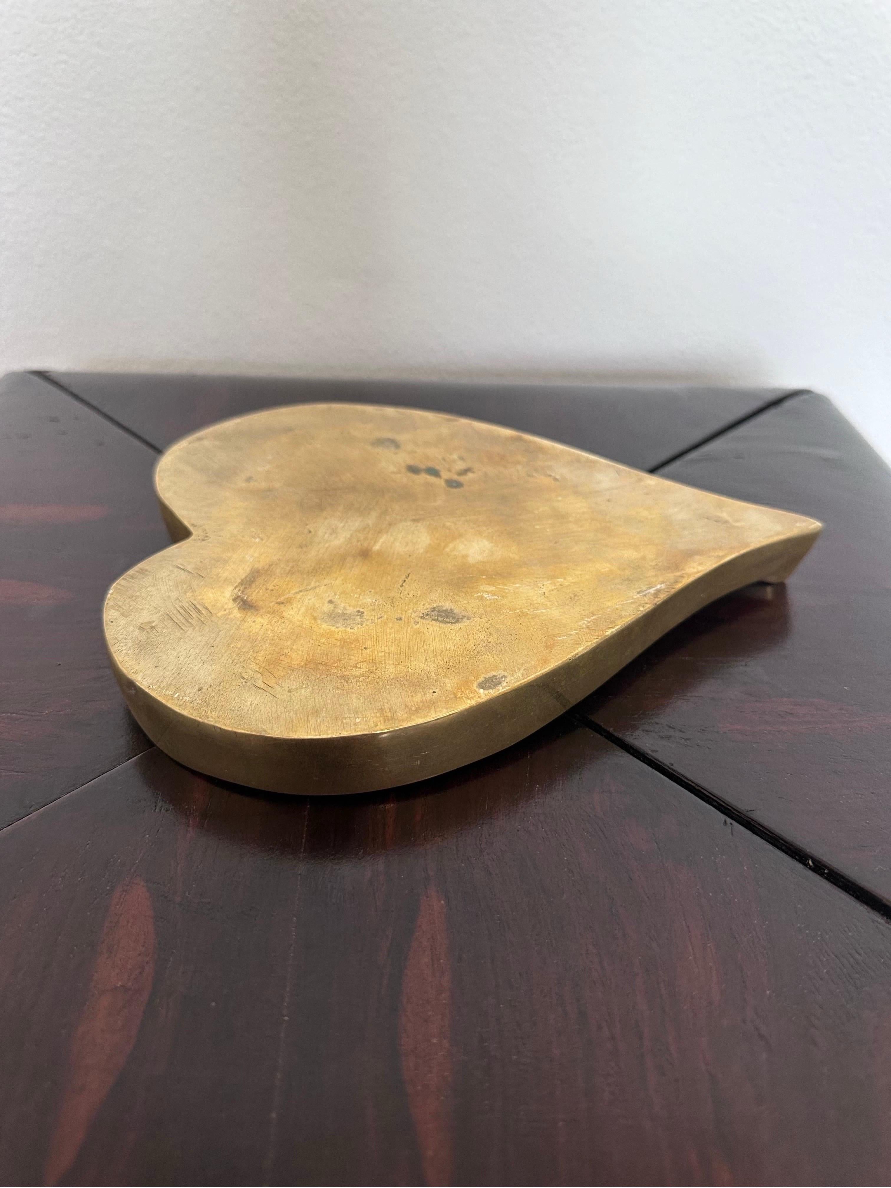 Brazilian Modern Patinated Bronze Heart Shaped Tray or Catchall, 1960s For Sale 4