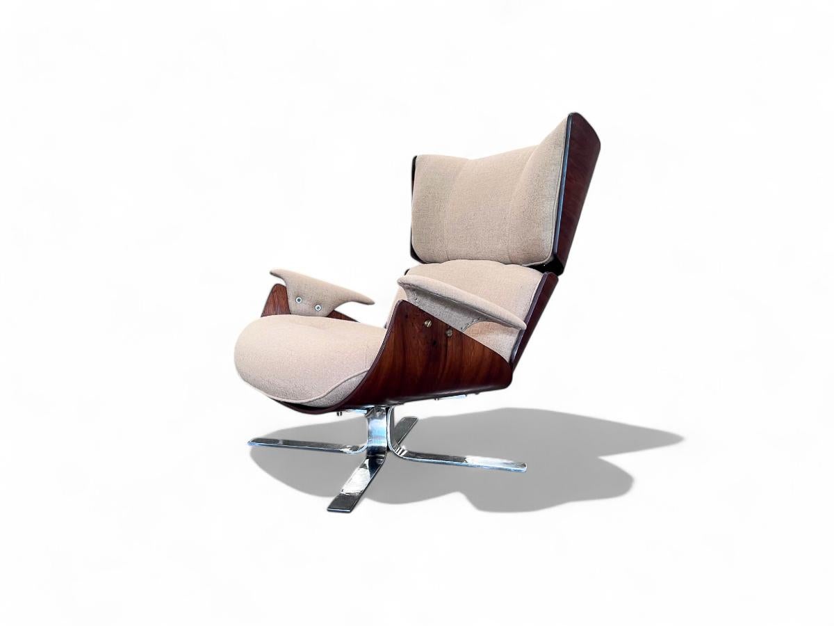 Fauteuil moderne brésilien Paulistana avec pouf de Jorge Zalszupin, vers 1959 en vente 2