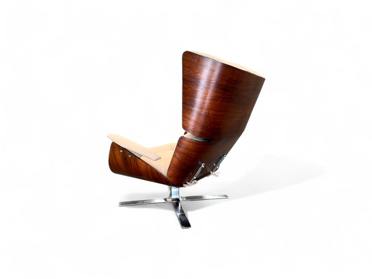 Fauteuil moderne brésilien Paulistana avec pouf de Jorge Zalszupin, vers 1959 en vente 3