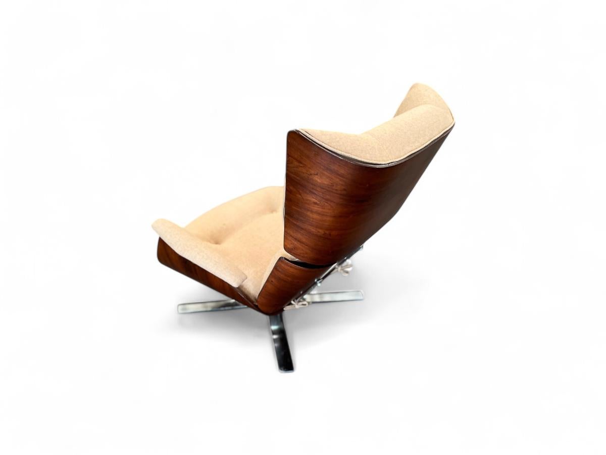 Fauteuil moderne brésilien Paulistana avec pouf de Jorge Zalszupin, vers 1959 en vente 4