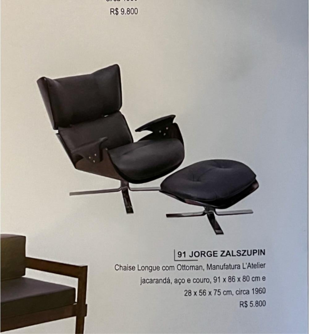 Fauteuil moderne brésilien Paulistana avec pouf de Jorge Zalszupin, vers 1959 en vente 7