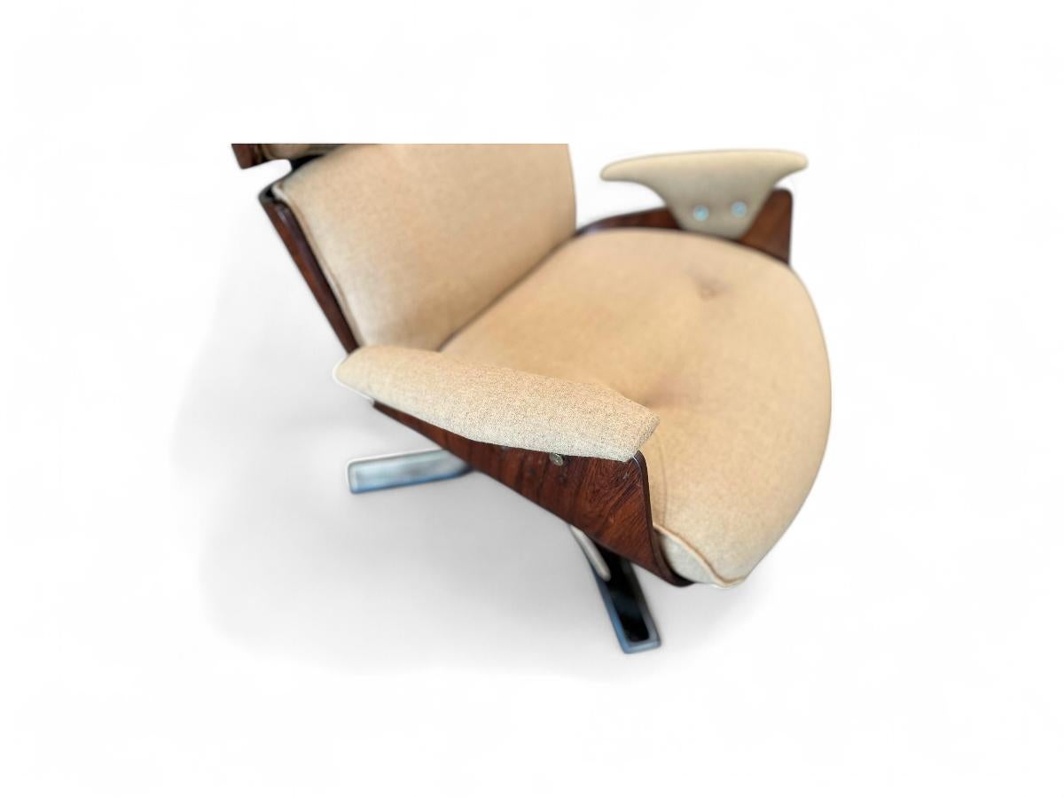 Métal Fauteuil moderne brésilien Paulistana avec pouf de Jorge Zalszupin, vers 1959 en vente