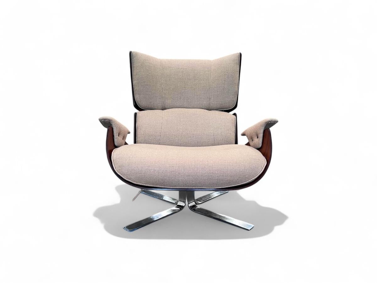 Fauteuil moderne brésilien Paulistana avec pouf de Jorge Zalszupin, vers 1959 en vente 1