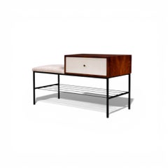 Brazilian Modern Phone in Table in Hardwood & Steel, Geraldo de Barros, 1950s