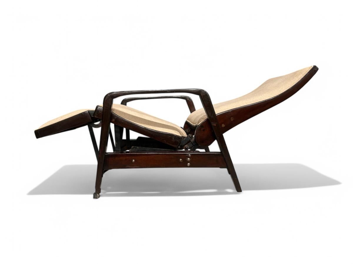 Chaise reclinabile moderna brasiliana in legno duro e Ultrasuede, Gerdau, anni '40 in vendita 2