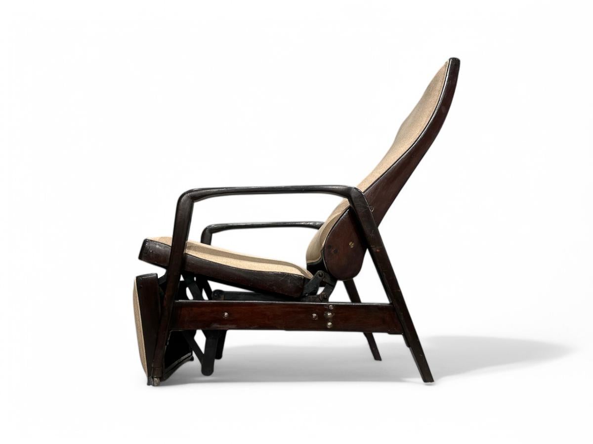 Chaise reclinabile moderna brasiliana in legno duro e Ultrasuede, Gerdau, anni '40 in vendita 1