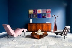 Moderner brasilianischer Liegesessel aus Metall, Hartholz und Leder, Ernesto Hauner