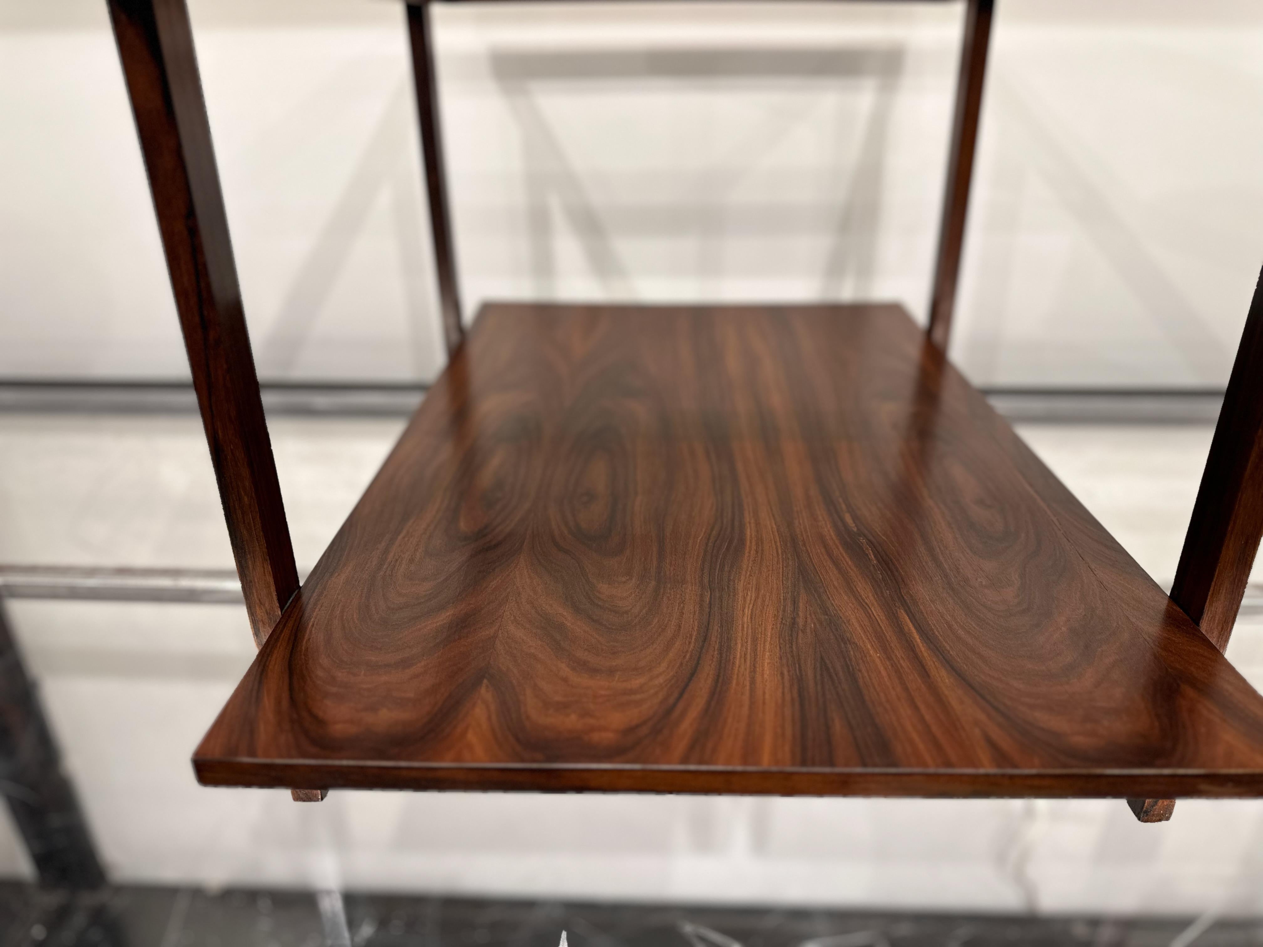 Table d'appoint rectangulaire moderne brésilienne en bois dur et verre, Unknown, c.1960 en vente 2