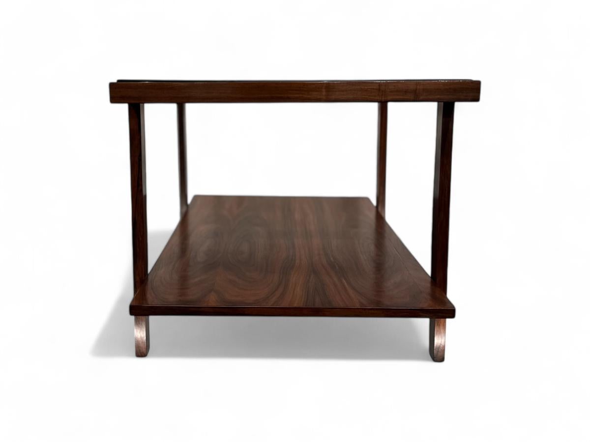 Mid-Century Modern Table d'appoint rectangulaire moderne brésilienne en bois dur et verre, Unknown, c.1960 en vente