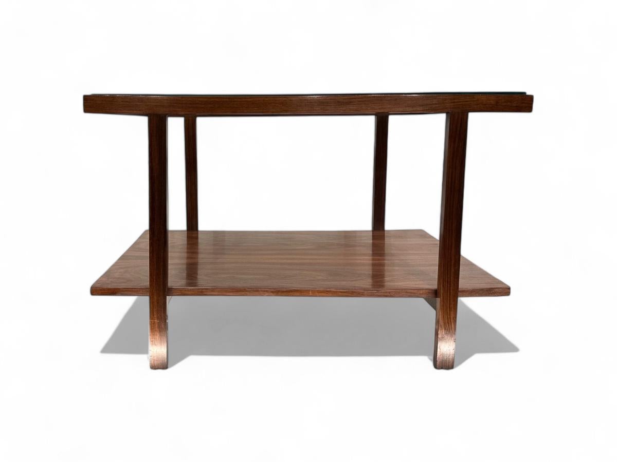 20ième siècle Table d'appoint rectangulaire moderne brésilienne en bois dur et verre, Unknown, c.1960 en vente