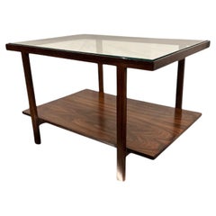 Brasilianischer moderner rechteckiger Beistelltisch aus Hartholz und Glas, Unknown, um 1960