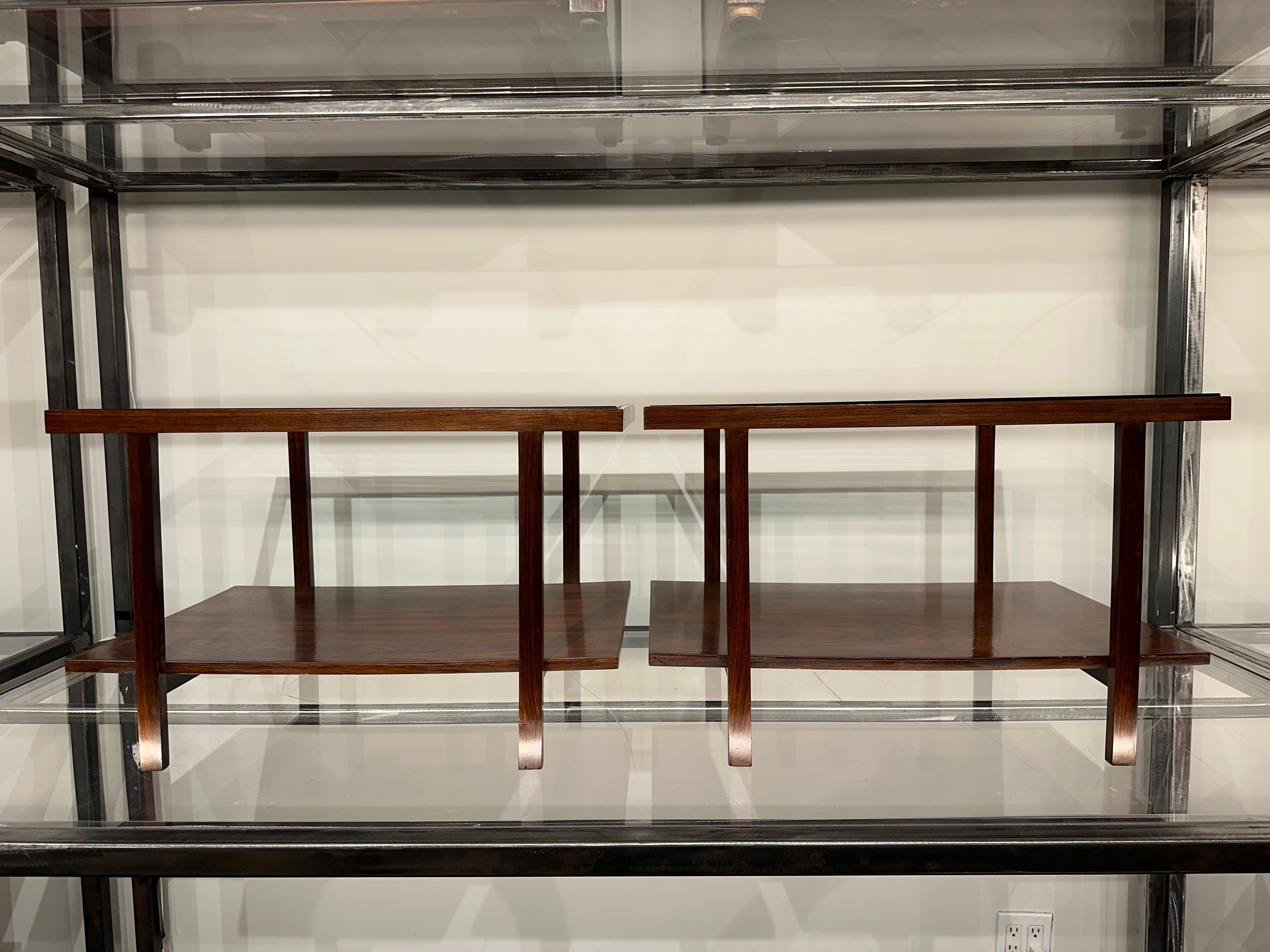 Brazilian Modern Rectangular Side Tables in Hardwood & Glass, Unknown, c. 1960  4