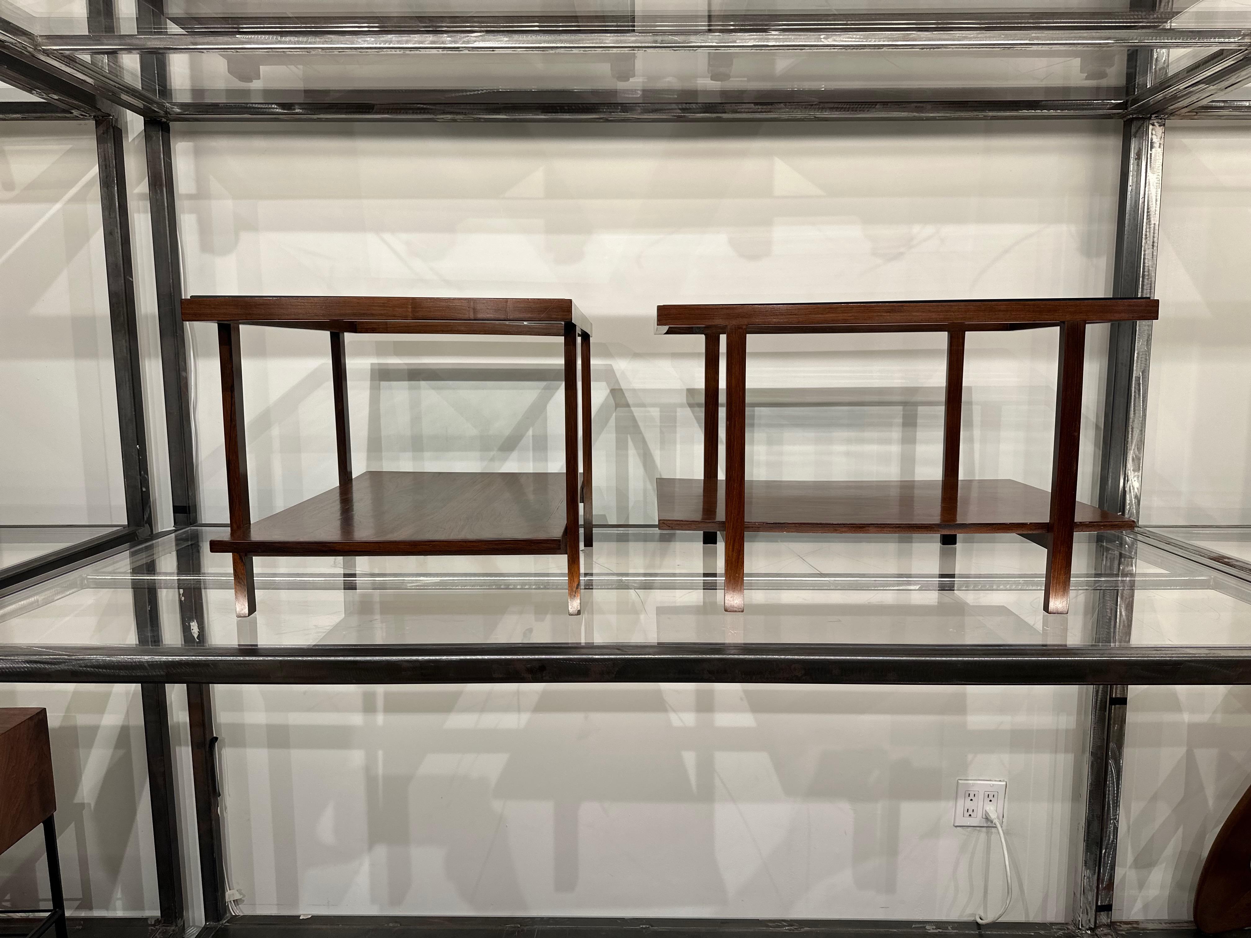 Brazilian Modern Rectangular Side Tables in Hardwood & Glass, Unknown, c. 1960  6