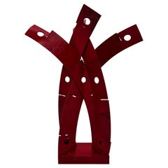 Brazilian Modern Red Lacquered Steel Table Sculpture, 1980s Brazilian Modern Red Lacquered Steel Table Sculpture, 1980s