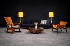 Chaise à bascule moderne brésilienne en bois cintré de Moveis Cimo, 1950, Brésil