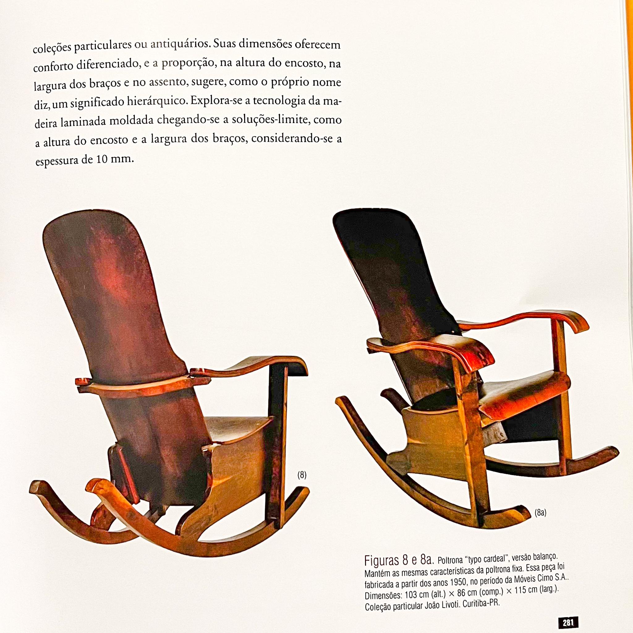 Chaise à bascule moderne brésilienne en bois cintré de Moveis Cimo, 1950, Brésil en vente 1