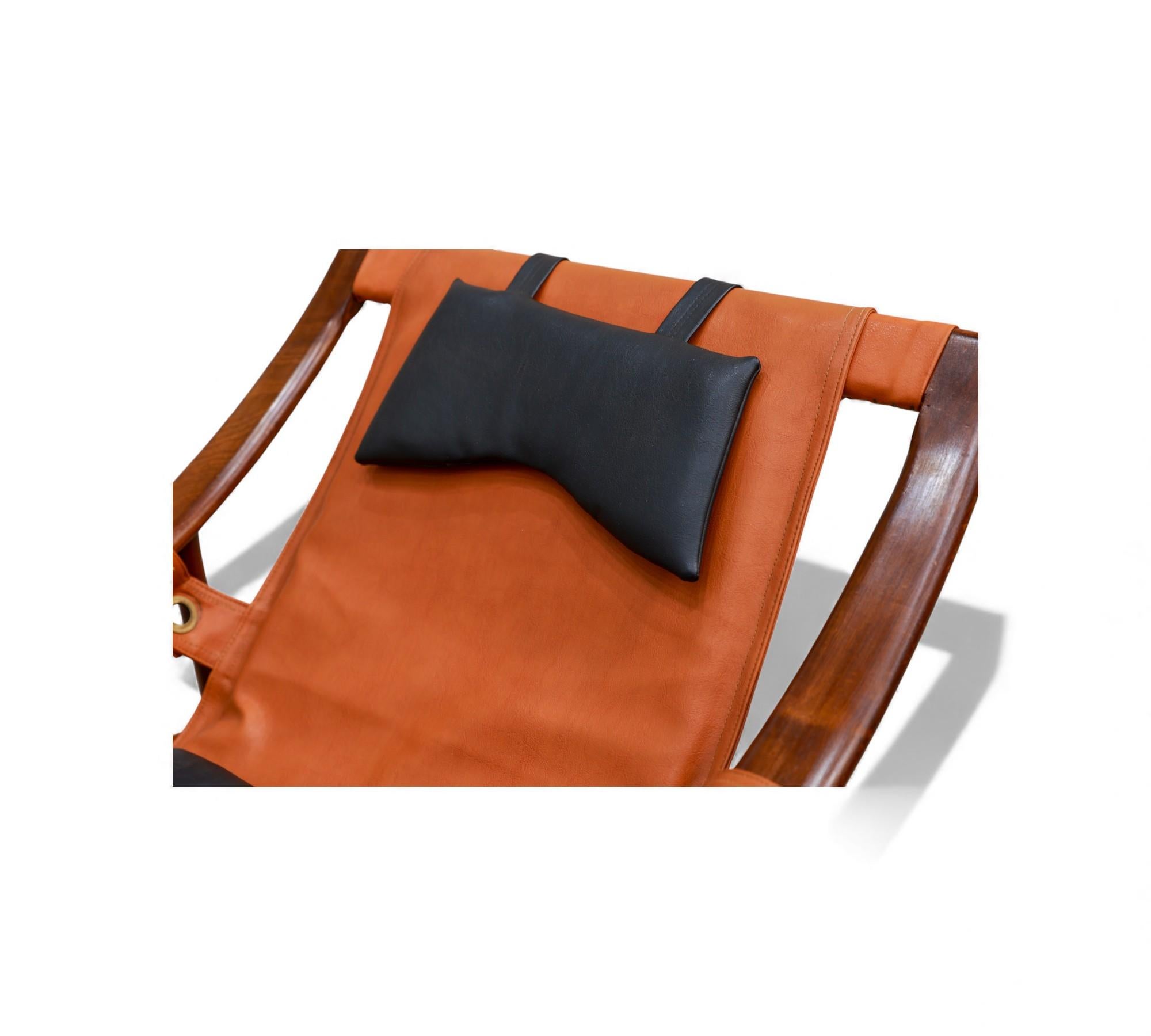 Brazilian Modern Rocking Chair in Hardwood & Leather, Liceu de Artes, 1960s For Sale 3