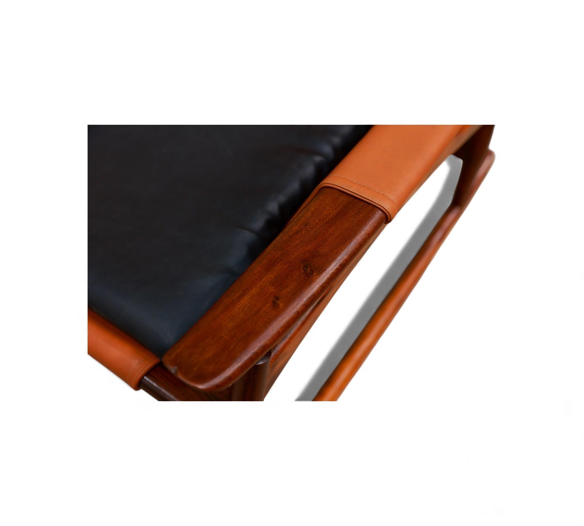 Brazilian Modern Rocking Chair in Hardwood & Leather, Liceu de Artes, 1960s For Sale 4