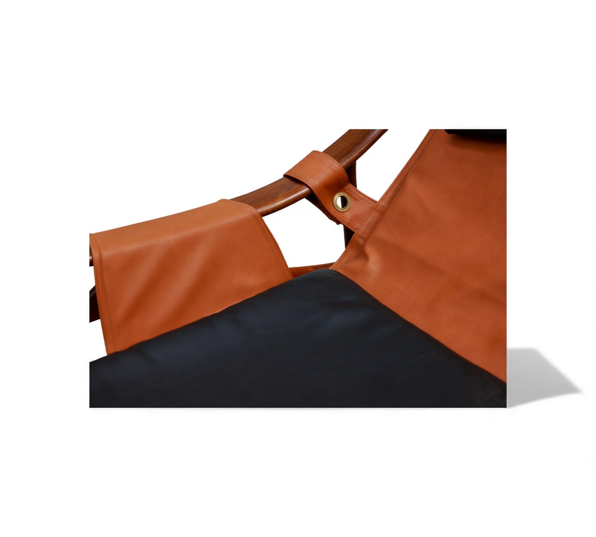 Brazilian Modern Rocking Chair in Hardwood & Leather, Liceu de Artes, 1960s For Sale 2