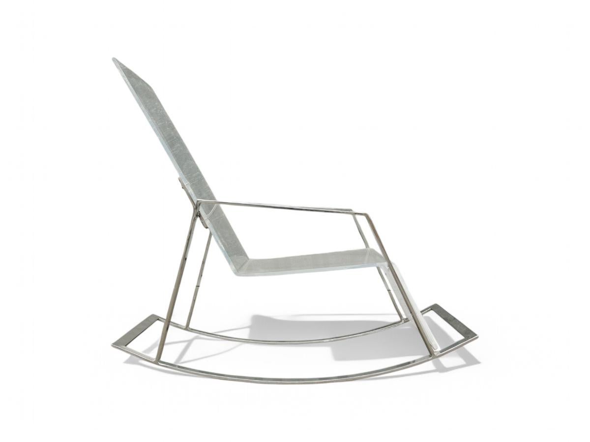 Mid-Century Modern Brazilian Modern Rocking Chair in Metal and Acrylic, Unknown, 1970 For Sale