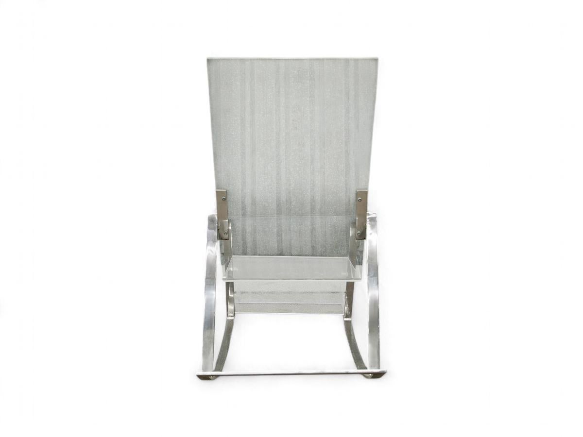 Brazilian Modern Rocking Chair in Metal and Acrylic, Unknown, 1970 In Good Condition For Sale In New York, NY